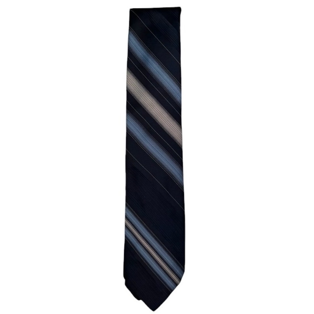 Beau Brummell Mens Tie Striped Blue Gray Fabric From‎ France